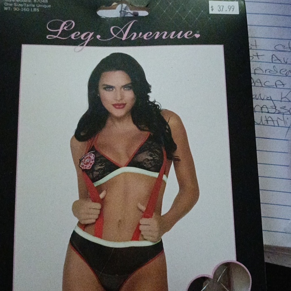 Two piece flirty  firefighter .